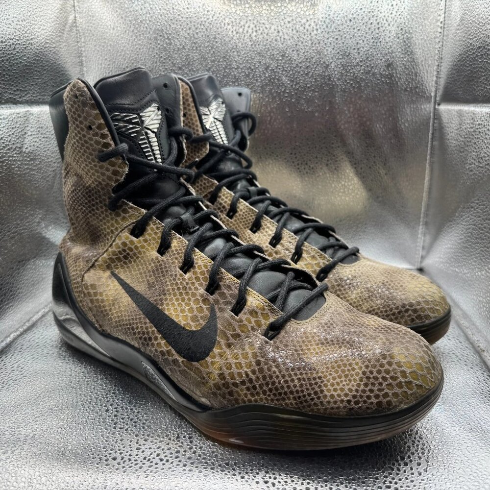 Size 13 Nike Kobe 9 EXT QS High Snakeskin Tan Black Mens Sneakers 716616-001